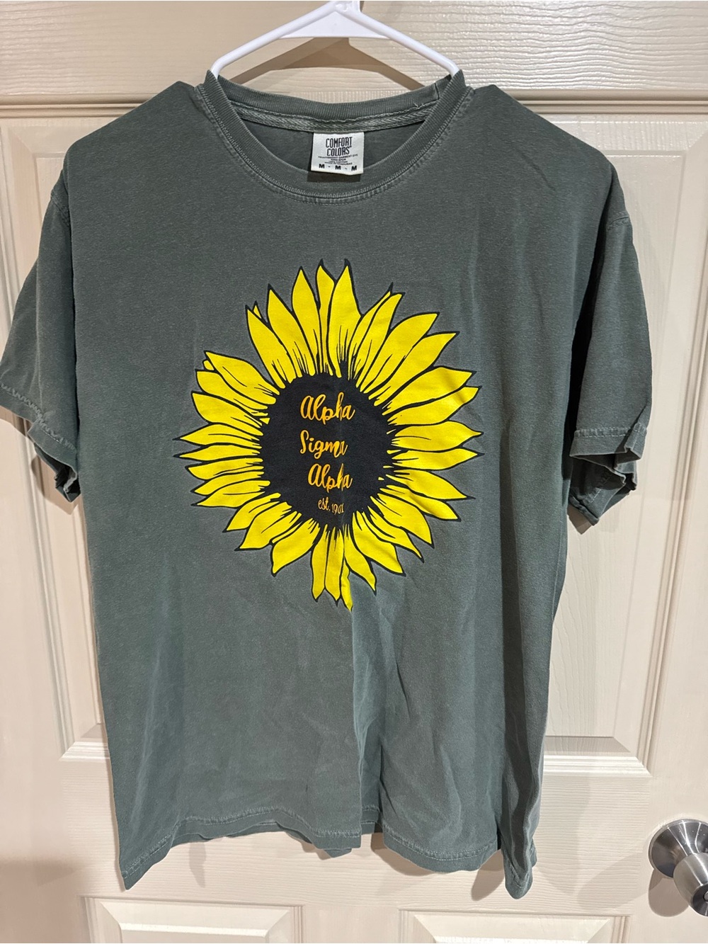 Comfort Colors Olive Sunflower Graphic Tee Print Alpha Sigma Alpha Sorority